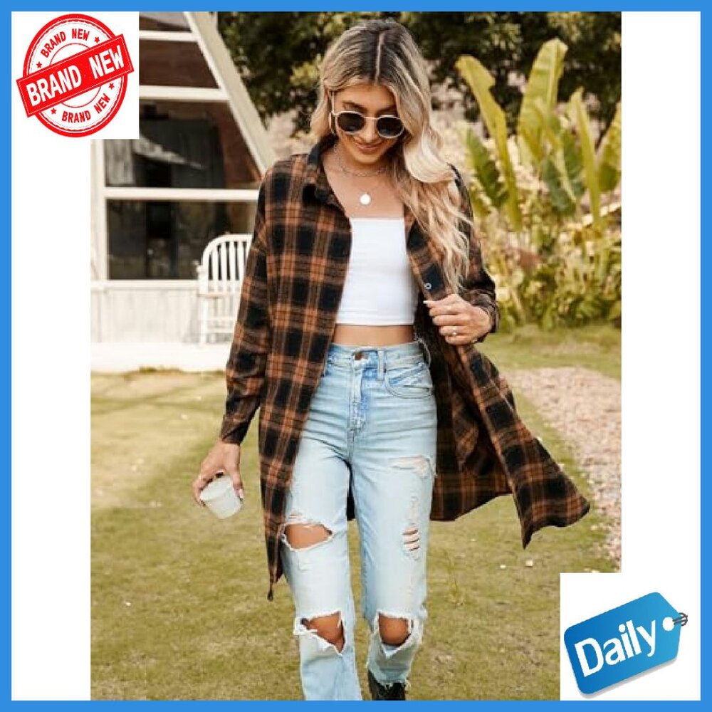 Women's Button Down Flannel Shacket Long Sleeve C… - image 5